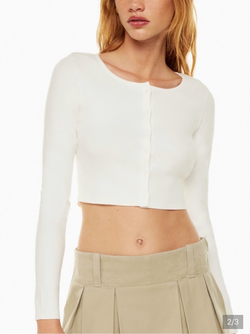 Sunday Best White Button-Front Crop Cardigan - Picture 5 of 7